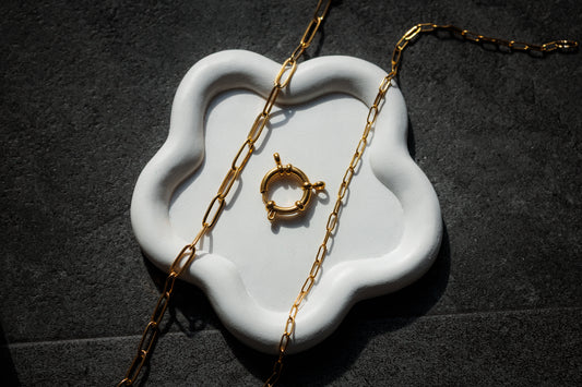 Collier sur mousqueton doré & charm's - Personnalisable