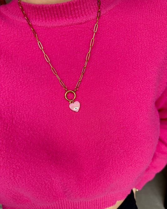 Collier Coeur Rose
