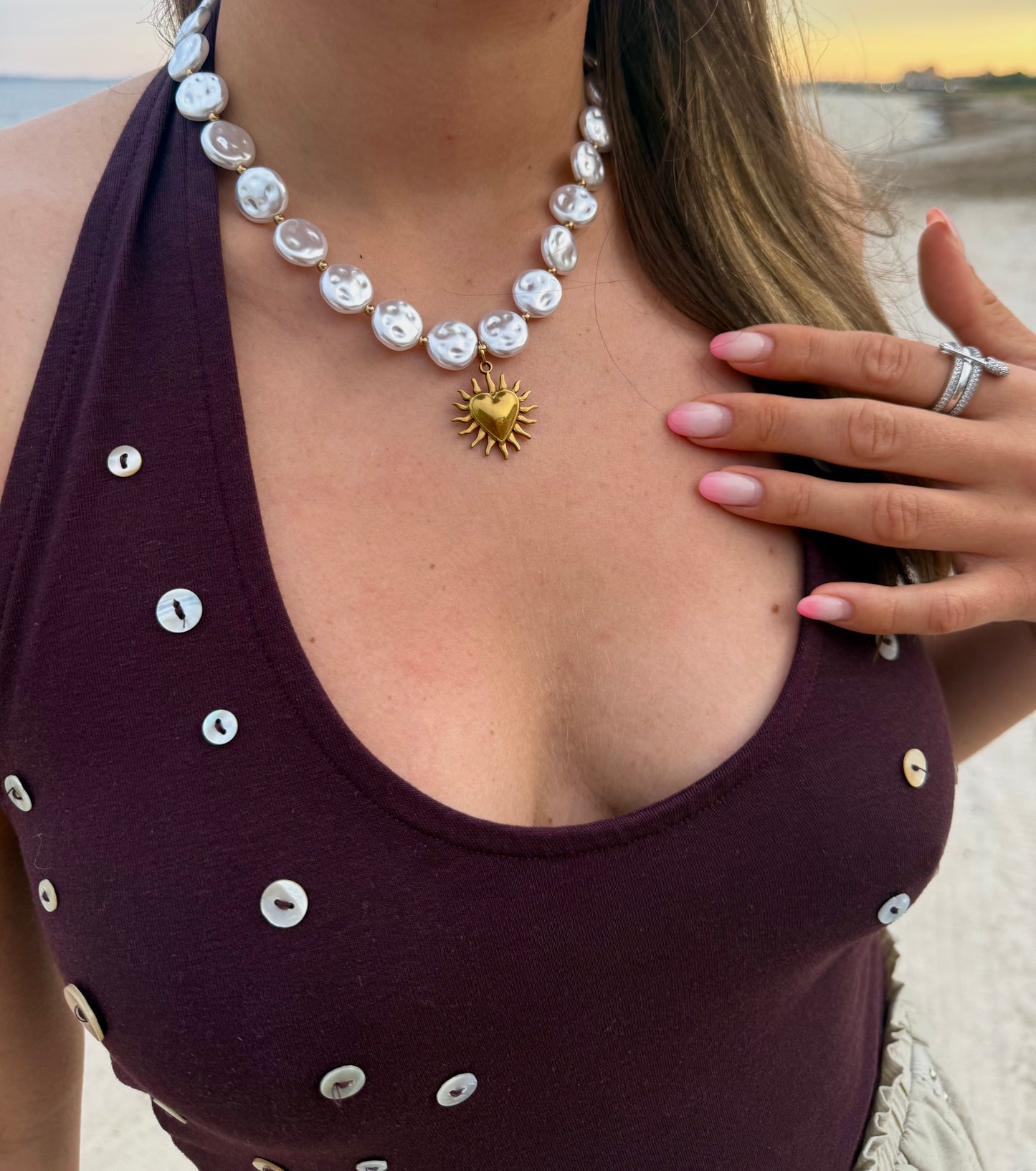 Collier amour nacré