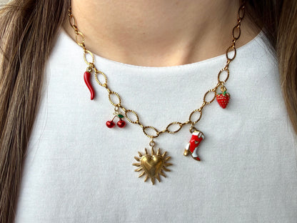 Collier Coeur fruité - Collier charms en acier inoxydable