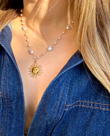 Collier soleil et perles