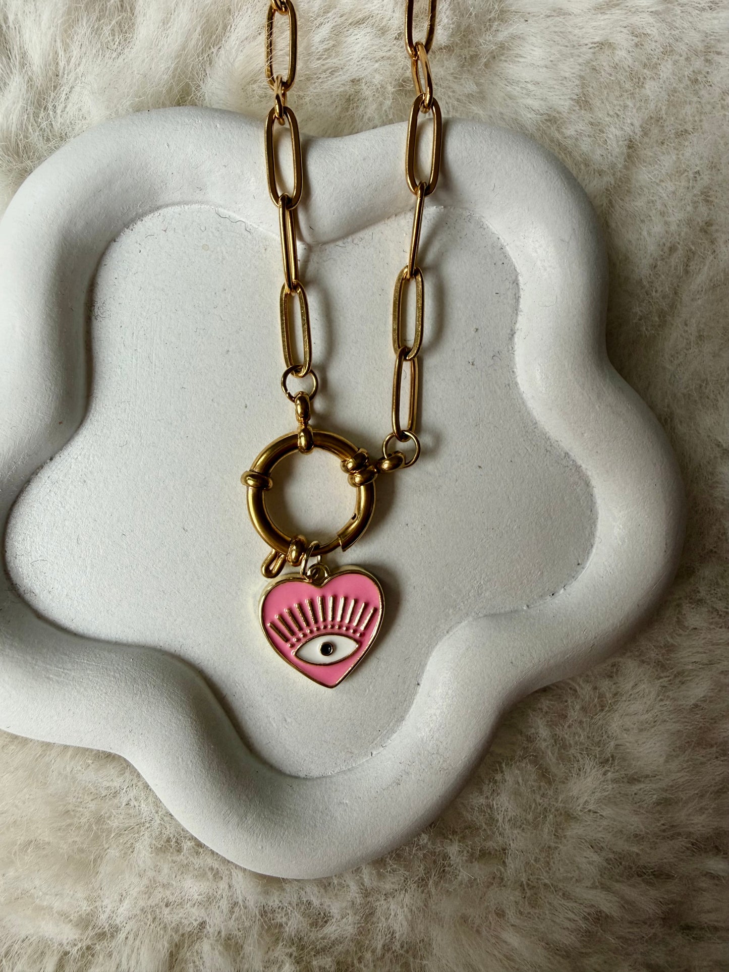 Collier Coeur Rose