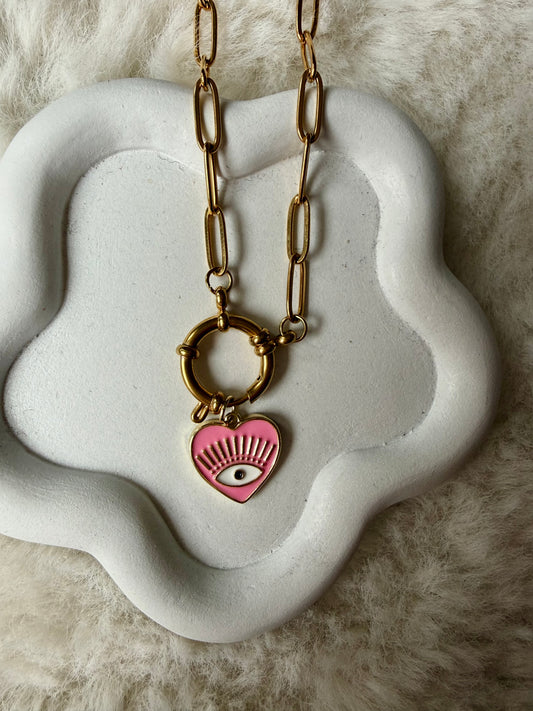 Collier Coeur Rose